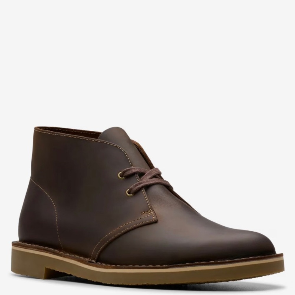 Clarks Shepton Chukka Boot men’s brown leather size 8 cabincore rustic prairie